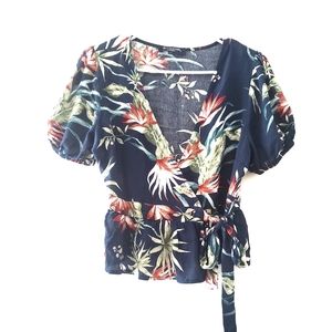 NWOT Navy Floral Blouse